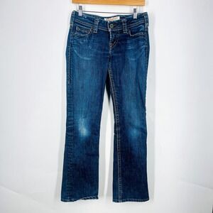 1921 Western Womens Y2K Dark Wash Thick Stitch Low Rise Flare  Jeans Size 28